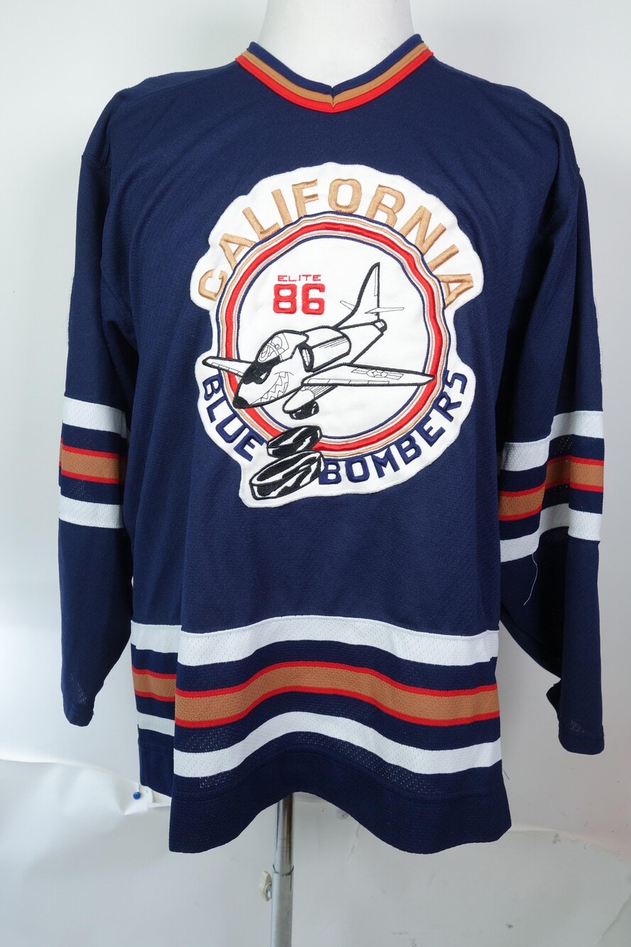 Vtg California Blue Bombers Jersey Mens Large Blue Hockey CCM Knutson 8 Canada